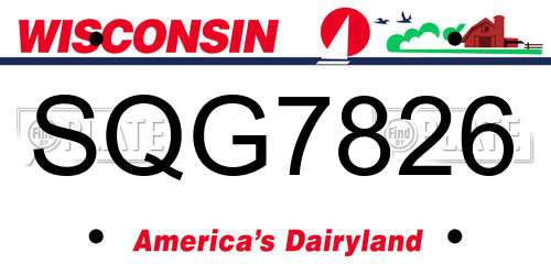 SQG7826 Wisconsin License Plate