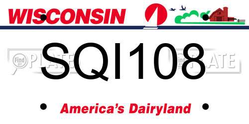 SQI108 Wisconsin License Plate
