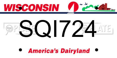 SQI724 Wisconsin License Plate
