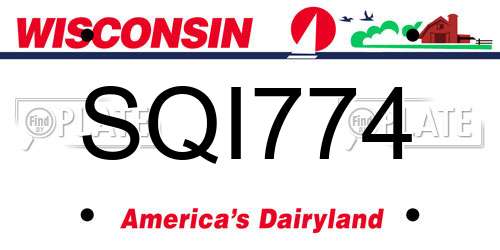 SQI774 Wisconsin License Plate