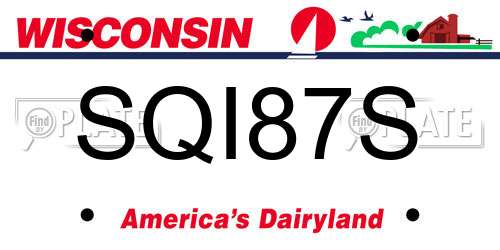 SQI87S Wisconsin License Plate