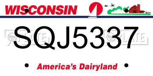 SQJ5337 Wisconsin License Plate