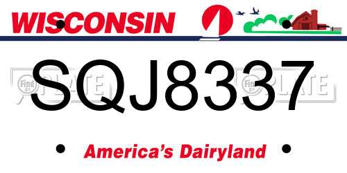 SQJ8337 Wisconsin License Plate