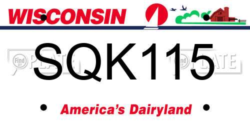 SQK115 Wisconsin License Plate