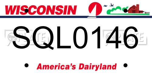 SQL0146 Wisconsin License Plate