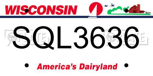 SQL3636 Wisconsin License Plate
