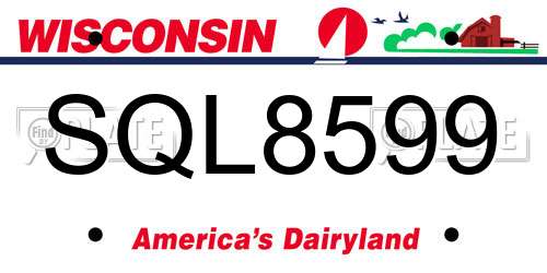 SQL8599 Wisconsin License Plate