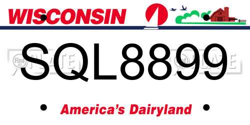 SQL8899 Wisconsin License Plate
