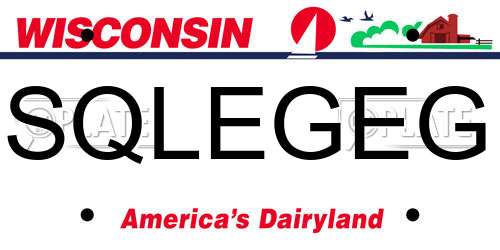 SQLEGEG Wisconsin License Plate