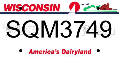 SQM3749 Wisconsin License Plate