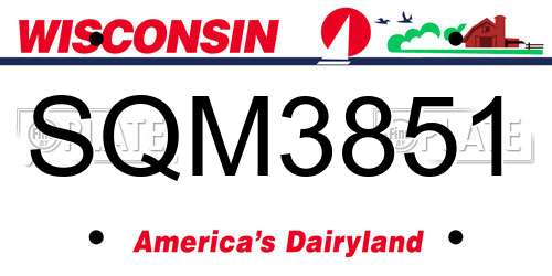 SQM3851 Wisconsin License Plate