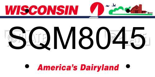 SQM8045 Wisconsin License Plate