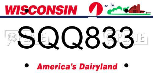 SQQ833 Wisconsin License Plate