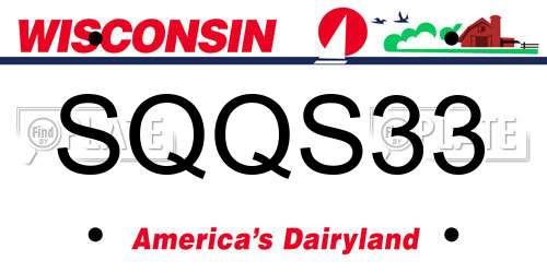 SQQS33 Wisconsin License Plate