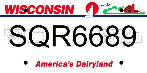 SQR6689 Wisconsin License Plate