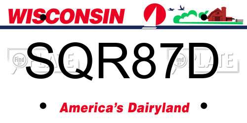 SQR87D Wisconsin License Plate