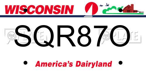 SQR87O Wisconsin License Plate