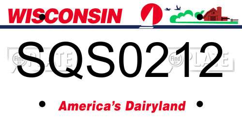 SQS0212 Wisconsin License Plate