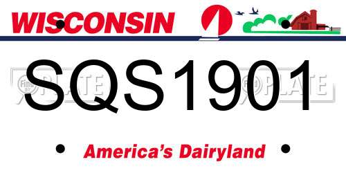 SQS1901 Wisconsin License Plate