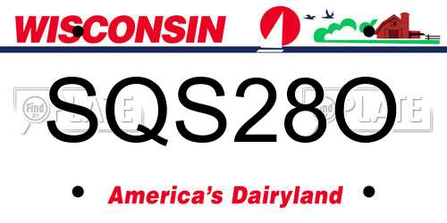 SQS28O Wisconsin License Plate