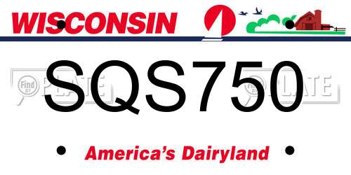 SQS750 Wisconsin License Plate