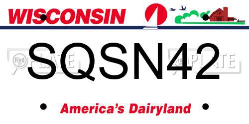 SQSN42 Wisconsin License Plate