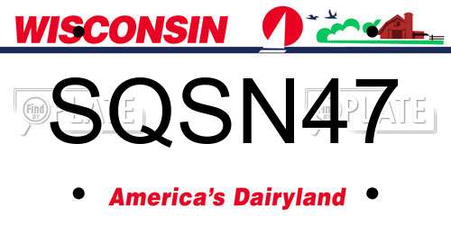 SQSN47 Wisconsin License Plate