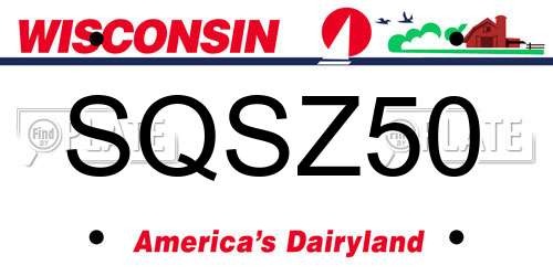 SQSZ50 Wisconsin License Plate