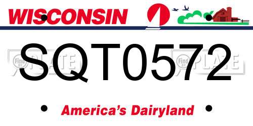 SQT0572 Wisconsin License Plate