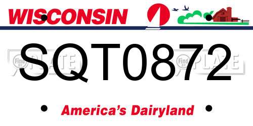 SQT0872 Wisconsin License Plate