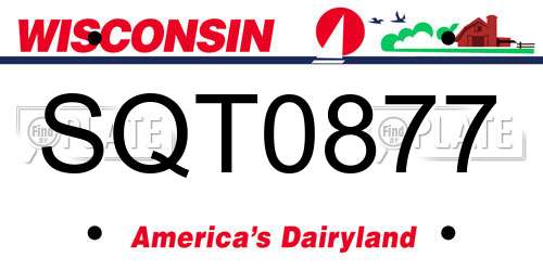 SQT0877 Wisconsin License Plate