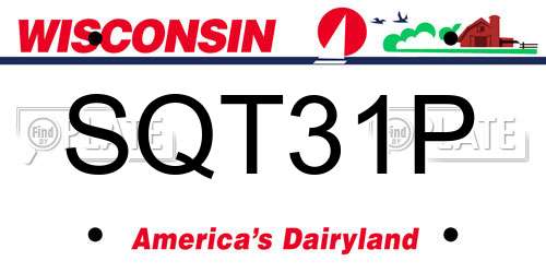SQT31P Wisconsin License Plate