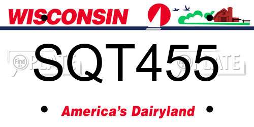 SQT455 Wisconsin License Plate