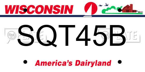 SQT45B Wisconsin License Plate