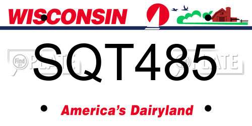 SQT485 Wisconsin License Plate
