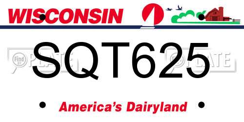 SQT625 Wisconsin License Plate