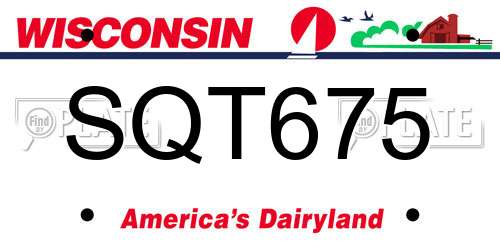 SQT675 Wisconsin License Plate