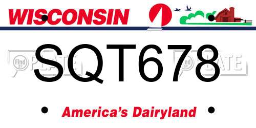 SQT678 Wisconsin License Plate