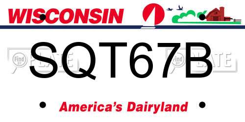 SQT67B Wisconsin License Plate