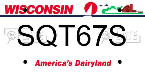 SQT67S Wisconsin License Plate