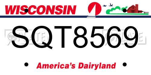 SQT8569 Wisconsin License Plate