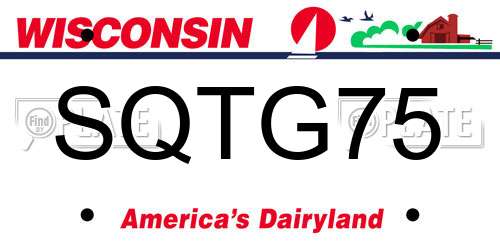 SQTG75 Wisconsin License Plate