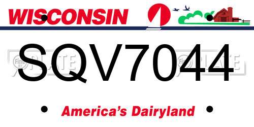 SQV7044 Wisconsin License Plate
