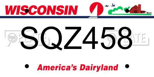 SQZ458 Wisconsin License Plate