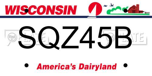 SQZ45B Wisconsin License Plate