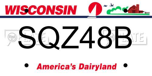 SQZ48B Wisconsin License Plate
