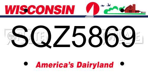 SQZ5869 Wisconsin License Plate