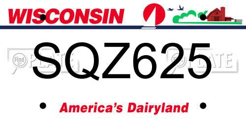 SQZ625 Wisconsin License Plate