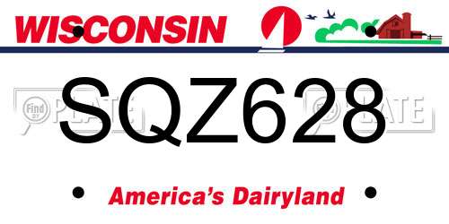 SQZ628 Wisconsin License Plate