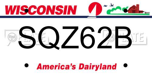 SQZ62B Wisconsin License Plate